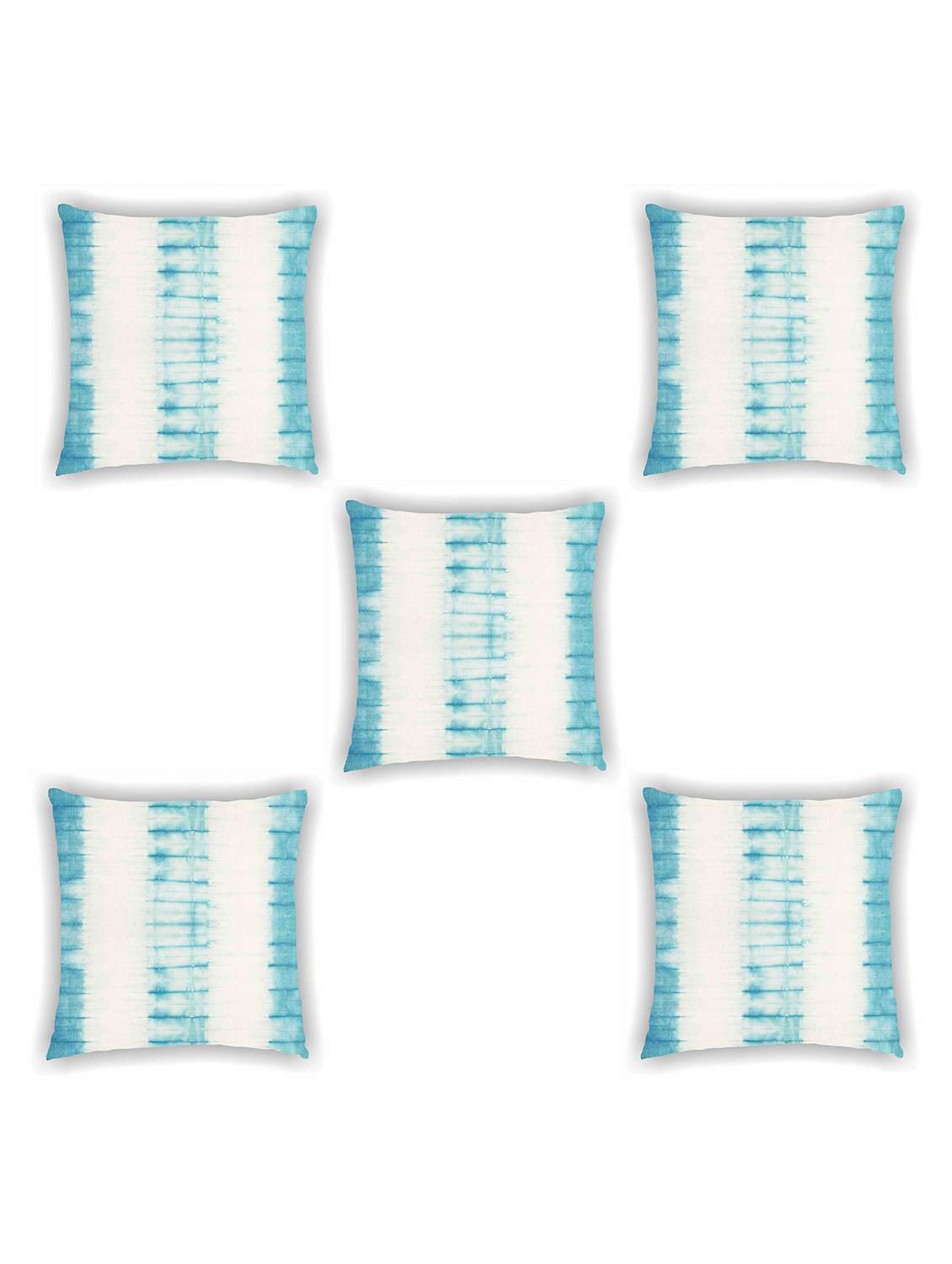 white and light blue satin printed cushion cover (set of 5) - 11155287 -  Zoom Image - 0