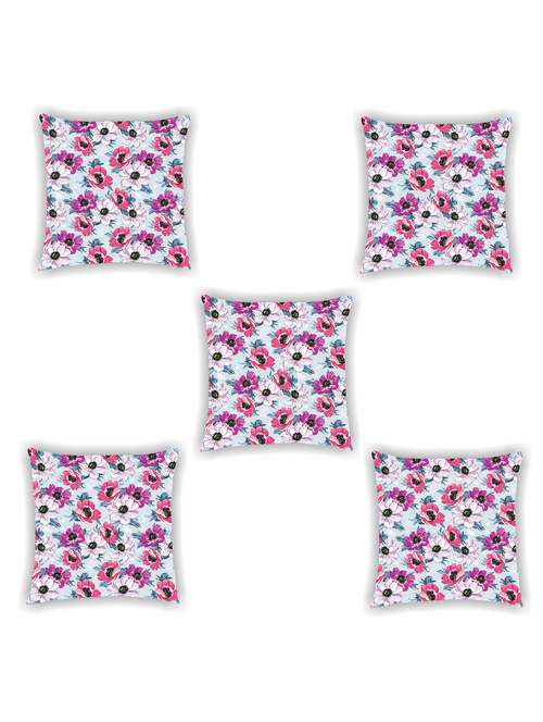sky blue printed satin cushion cover (set of 5) - 11155292 -  Standard Image - 0