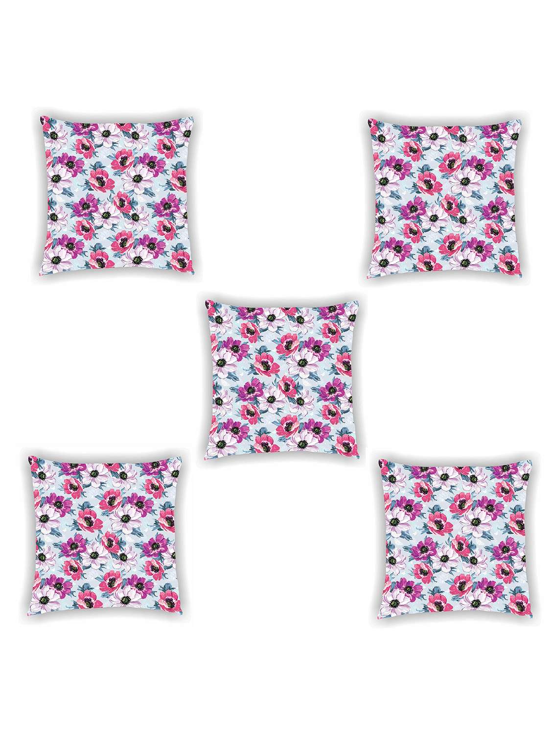 sky blue printed satin cushion cover (set of 5) - 11155292 -  Zoom Image - 0