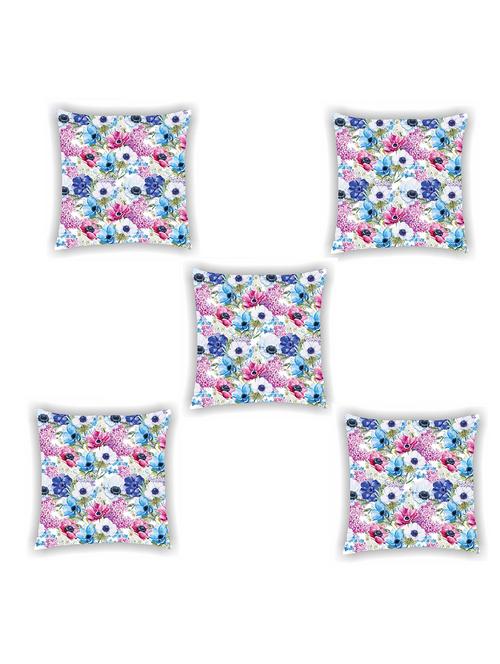 multi coloured satin floral print cushion cover (set of 5) - 11155295 - Standard Image - 0