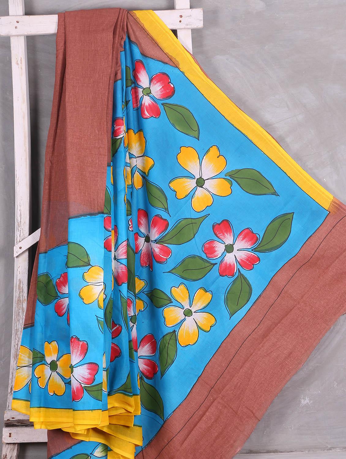 Multicolor Floral With Leaf Printed Saree - Komal Sarees