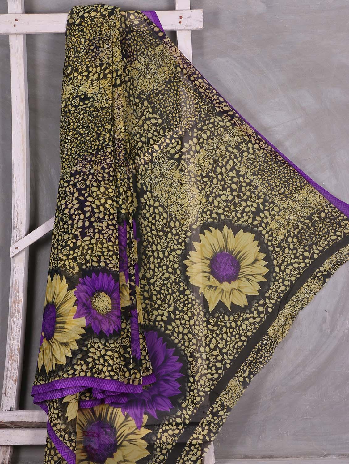 Floral Leaf Printed Saree - Komal Sarees
