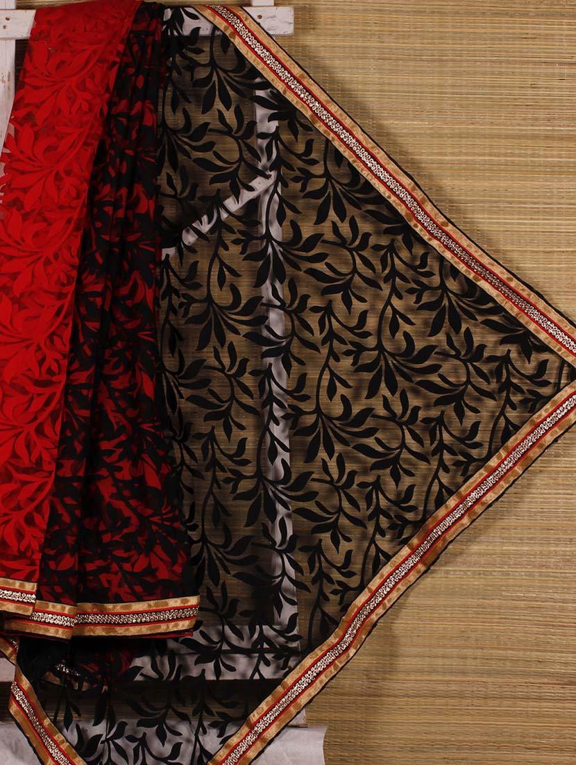 Red And Black Art Silk Saree - Dharitri's Choice