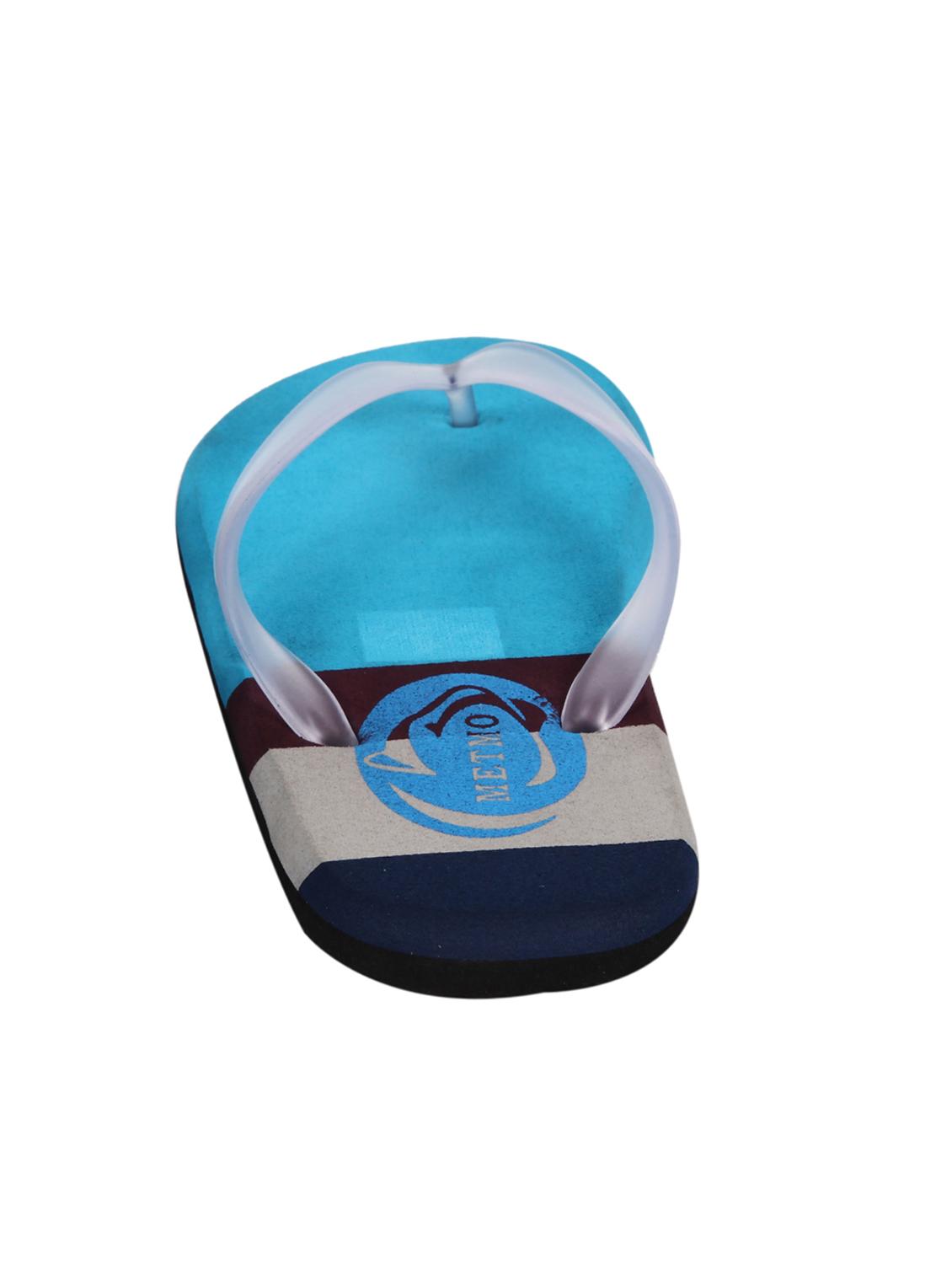 blue rubber slip on flip flops - 11174135 - Standard Image - 3