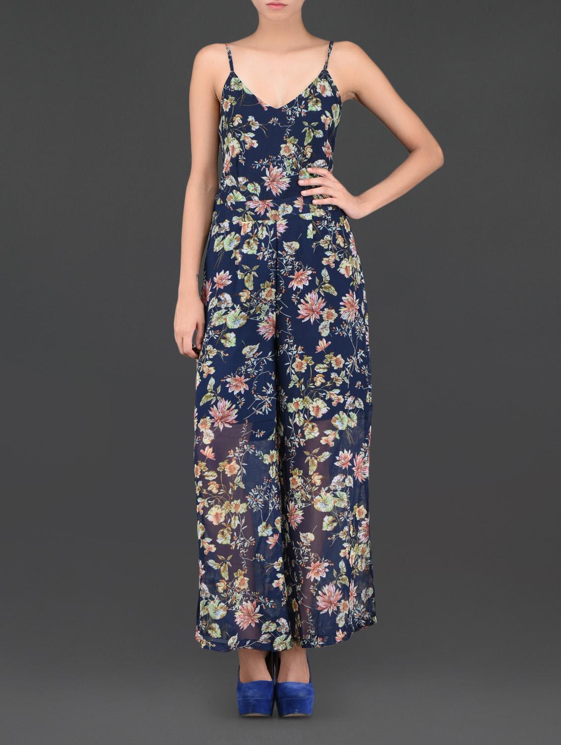 Floral Printed Polyester Jumpsuit - Thegudlook
