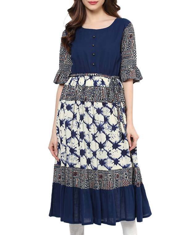 flared indigo kurta