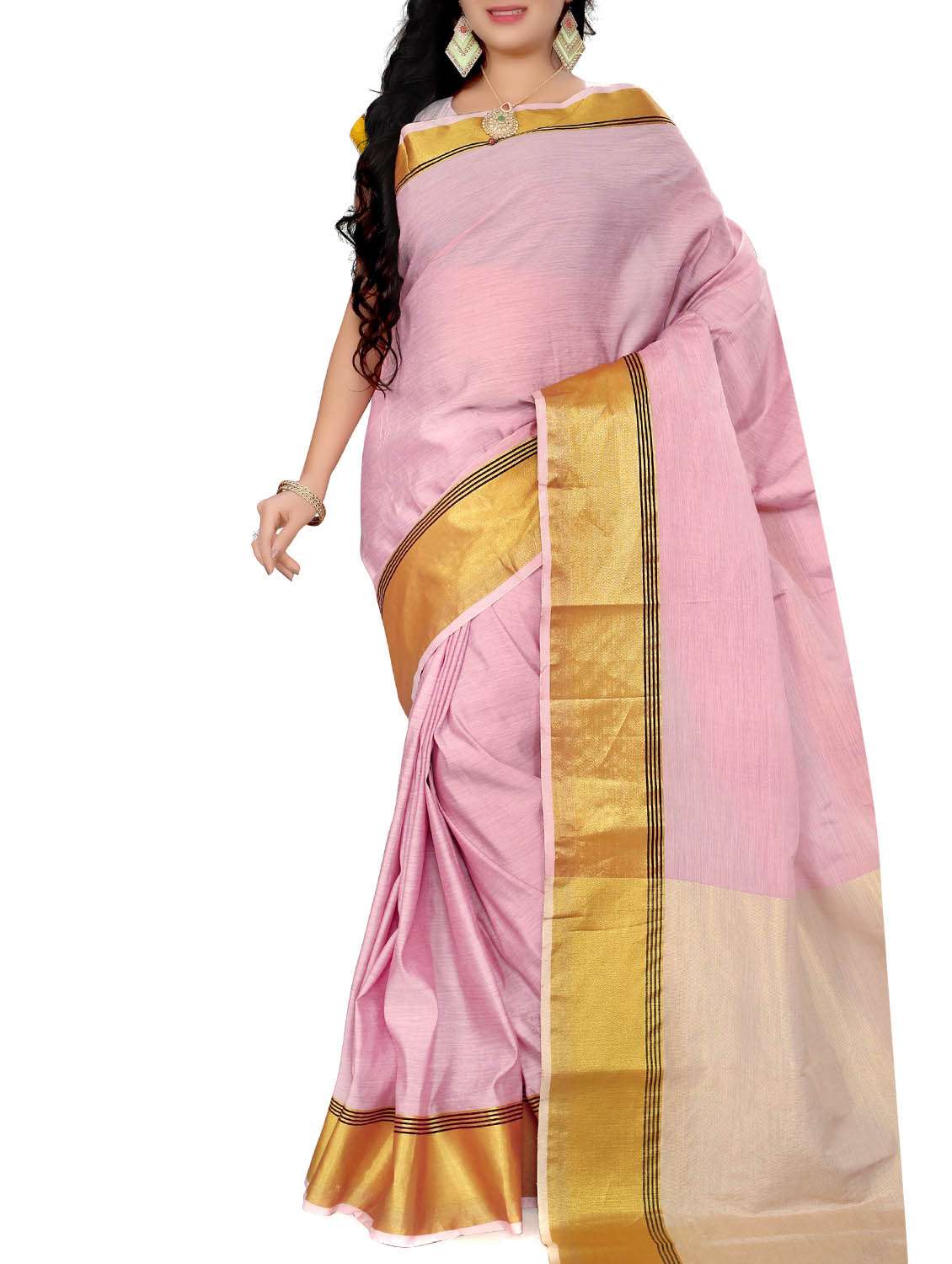 pink cotton saree with blouse