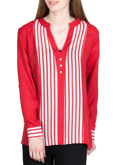 women's straight mandarin neck top - 11204756 -  Standard Image - 0