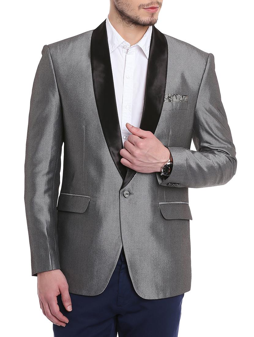 solid grey viscose formal blazer - 11205023 - Zoom Image - 0