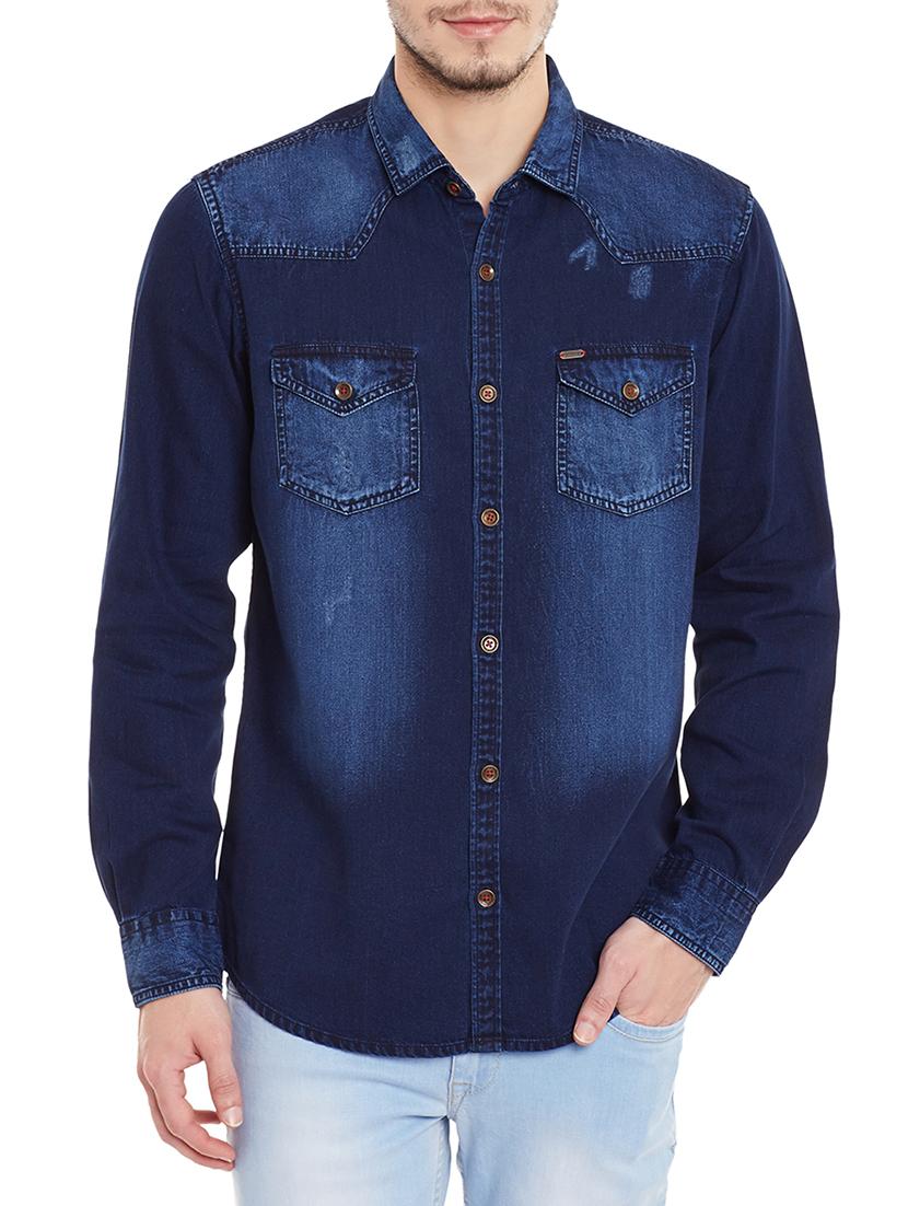 blue denim casual shirt - 11205024 - Zoom Image - 0