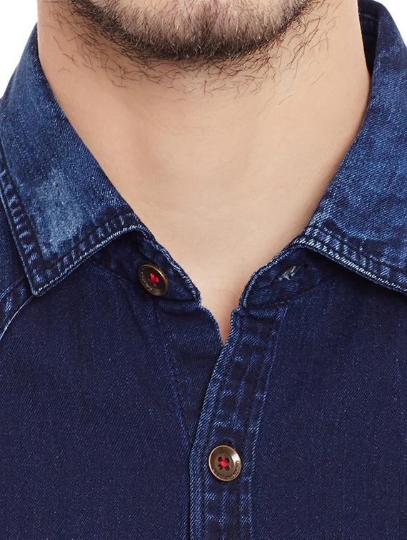 blue denim casual shirt - 11205024 - Standard Image - 3