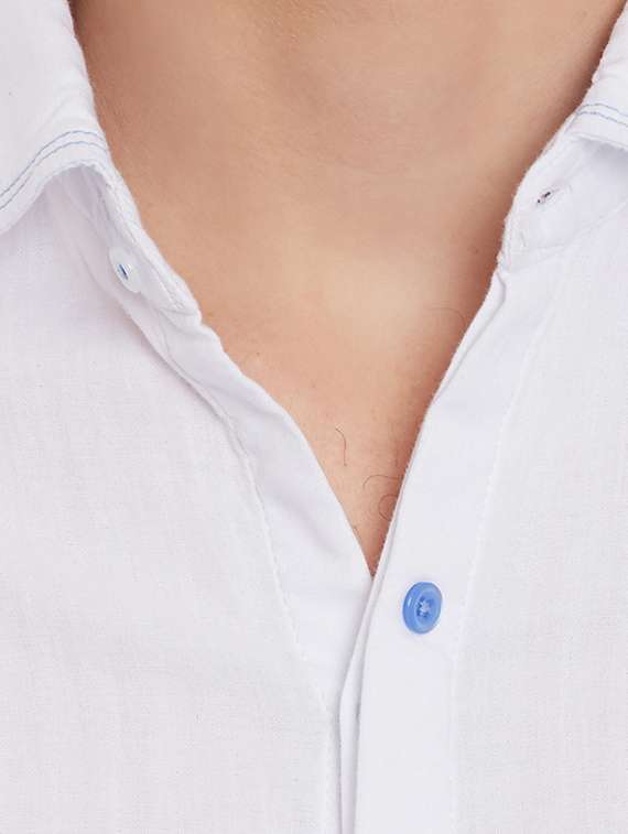 solid white cotton casual shirt - 11205025 - Standard Image - 3