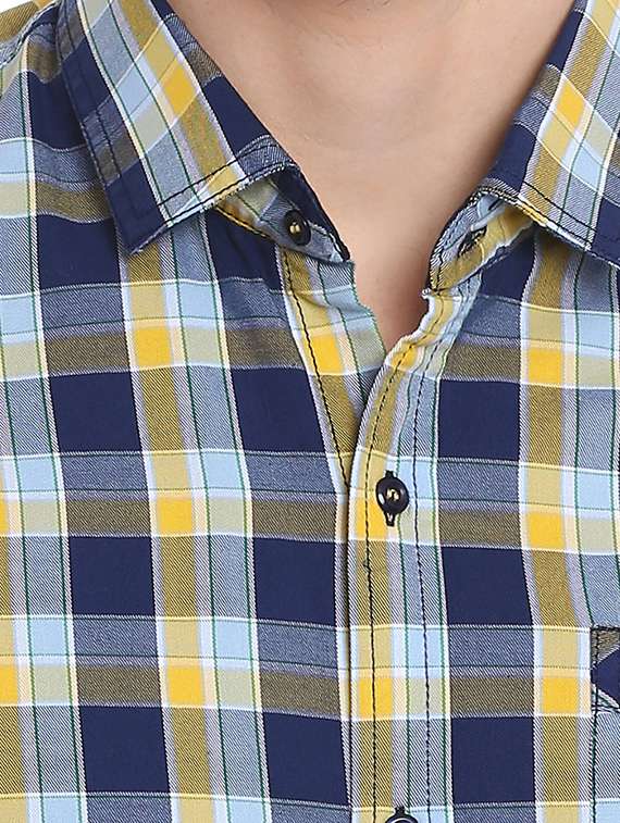 yellow & blue cotton casual shirt - 11205030 -  Standard Image - 3