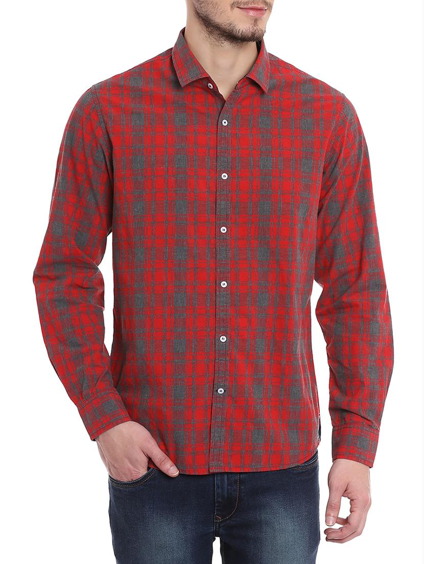 red cotton casual shirt - 11205048 - Zoom Image - 0