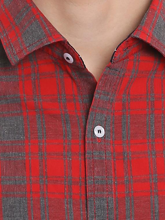 red cotton casual shirt - 11205048 - Standard Image - 3