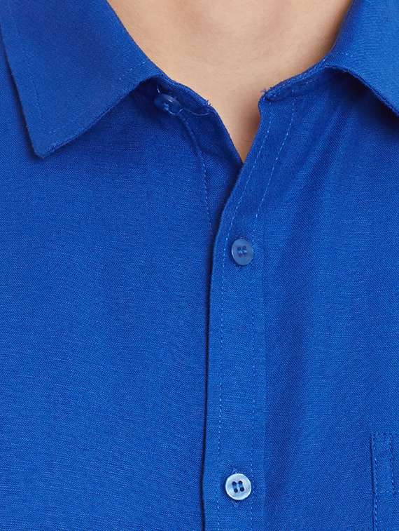 solid dark blue cotton formal shirt - 11205054 -  Standard Image - 3