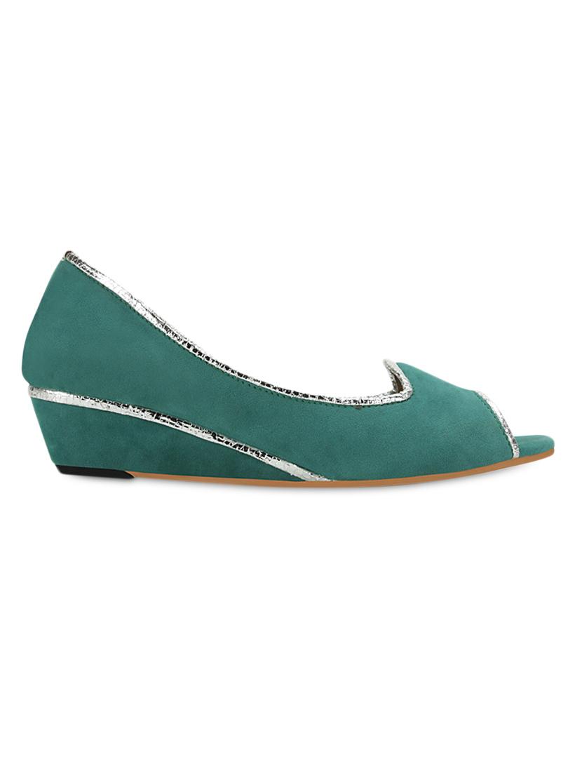 Green Peep Toes Wedge Heel Sandals - GET GLAMR