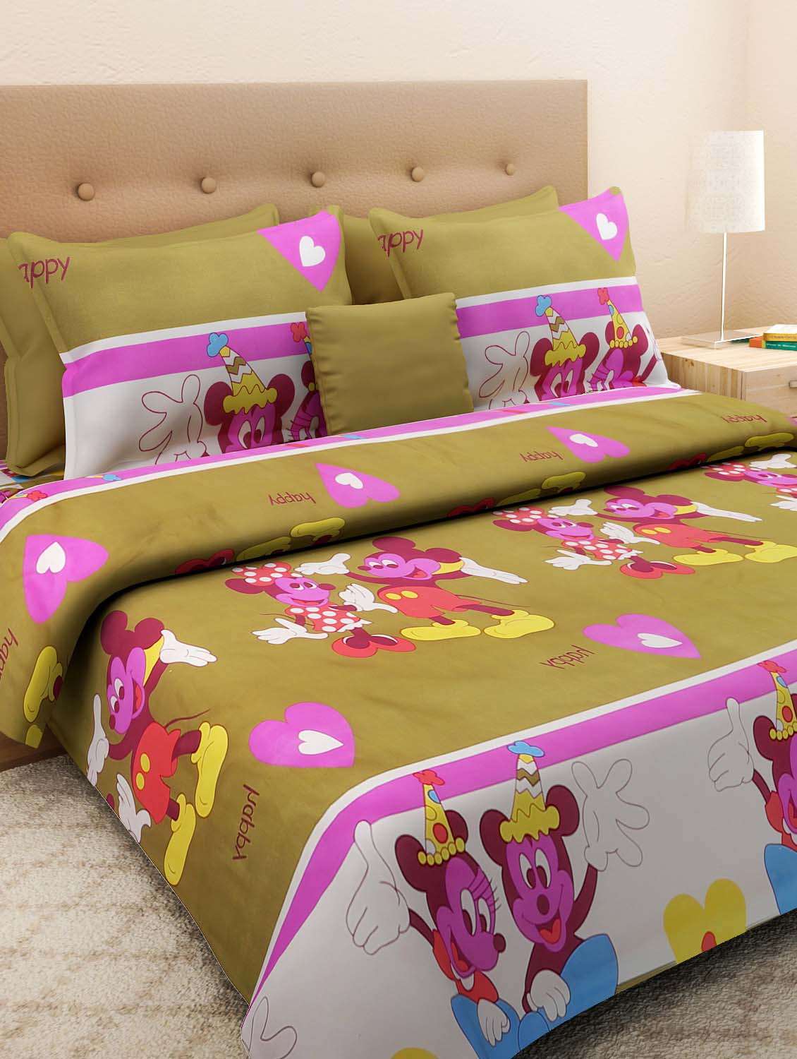 multicolored printed cotton double bedsheet set