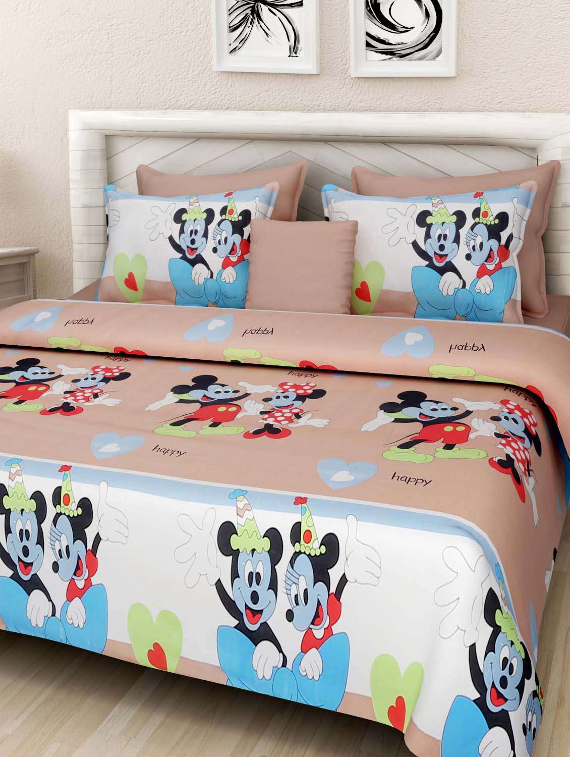 cartoon print double bed sheet