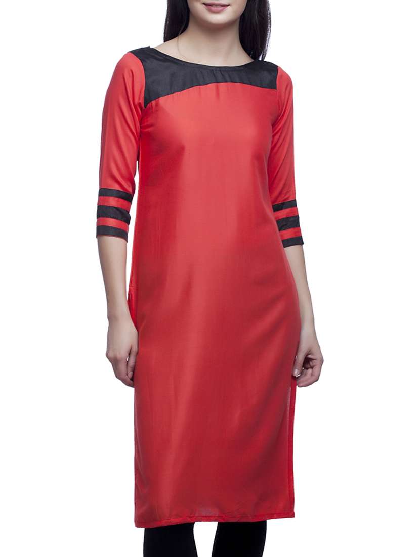 straight color block kurta