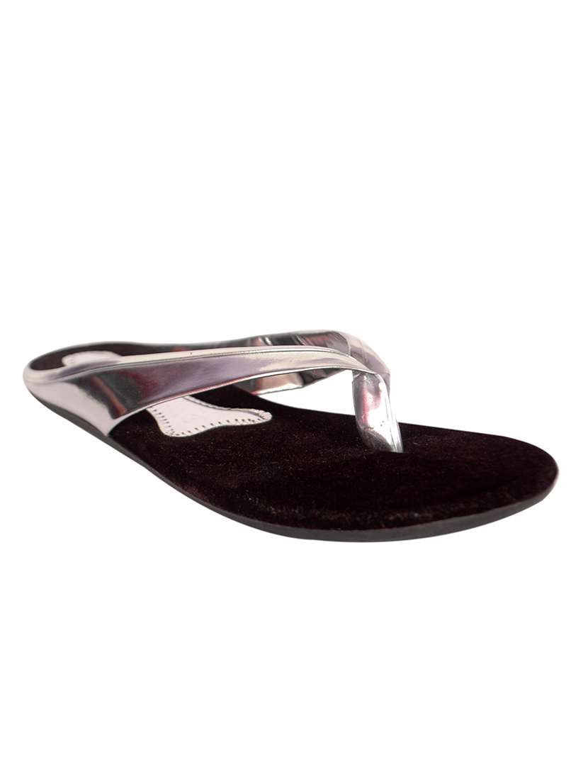 silver leatherette sandal