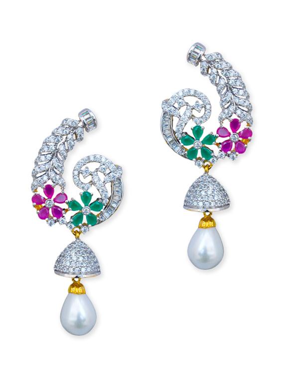 multi colored metal drop earrings