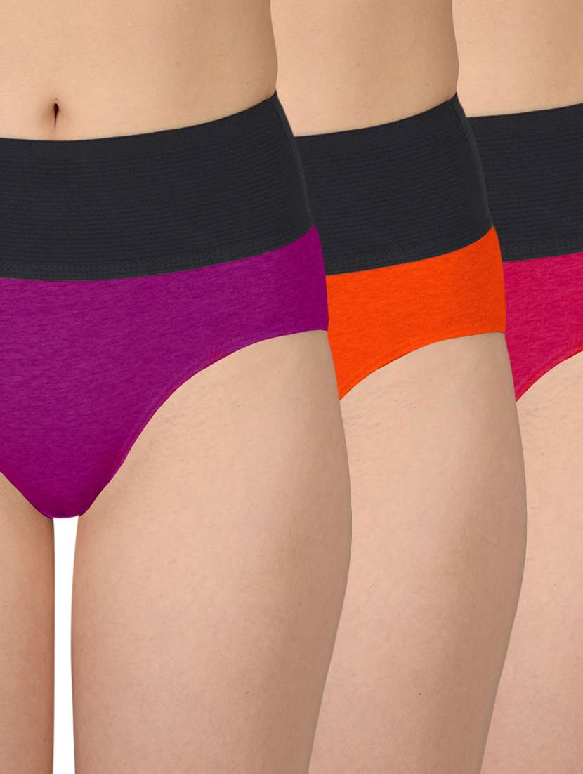 multi colored cotton hipster panty (set of 3)