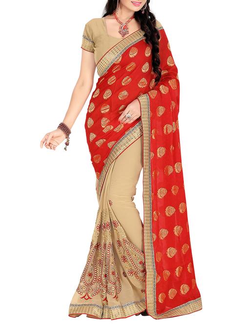 beige georgette saree with blouse - 11261418 -  Standard Image - 0