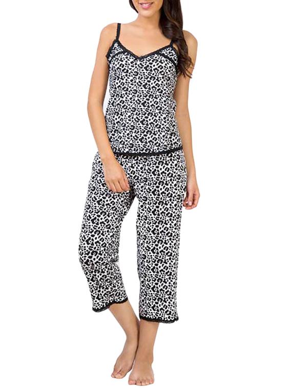 black cotton capri set nightwear - 11263846 - Zoom Image - 0