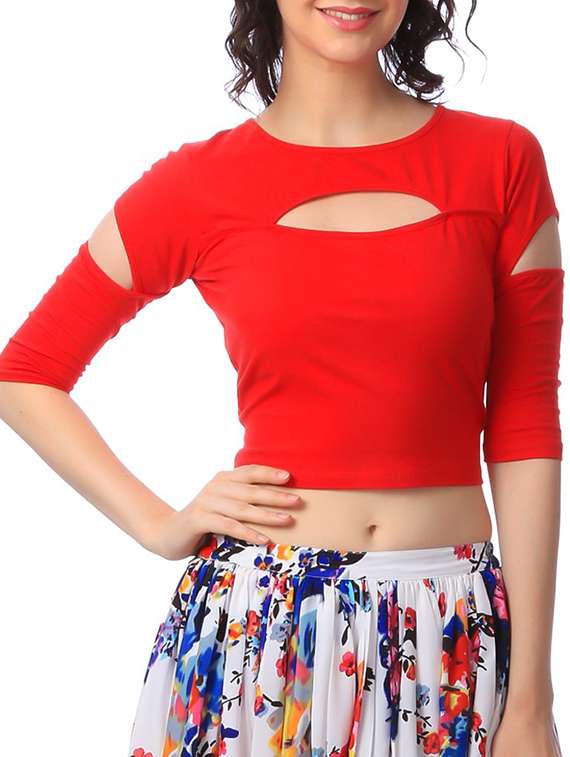 cut out detail crop top 