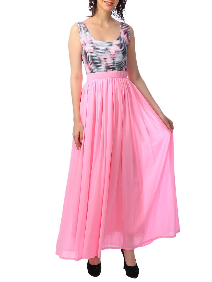 pink georgette gown dress