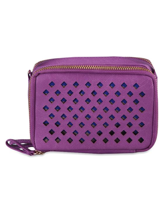 Cutwork Patterned Leatherette Sling Bag - Baggit