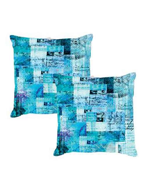 blue printed satin cushion cover (set of 2) - 11270553 - Standard Image - 0