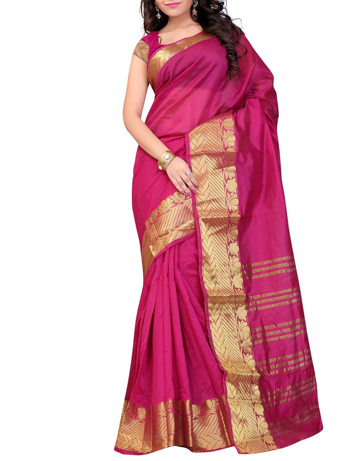 pink art silk banarasi saree with blouse