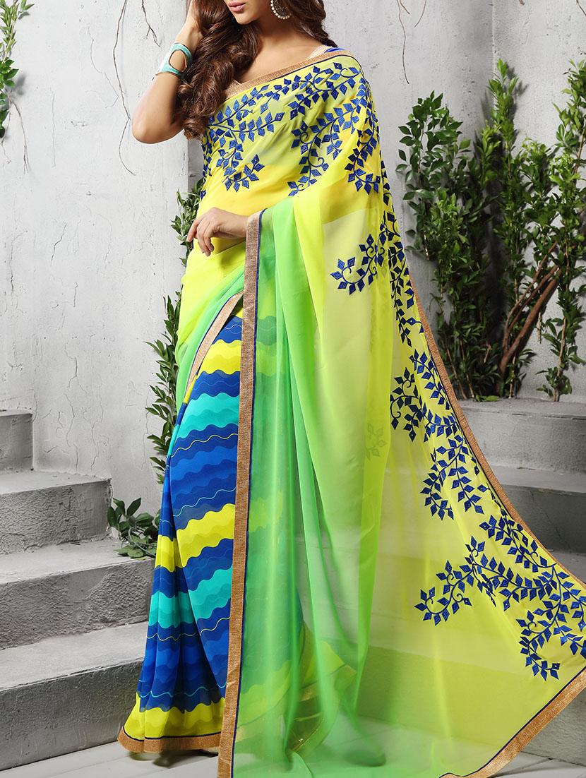 multi colored  georgette printed saree with blouse - 11273235 -  Zoom Image - 0