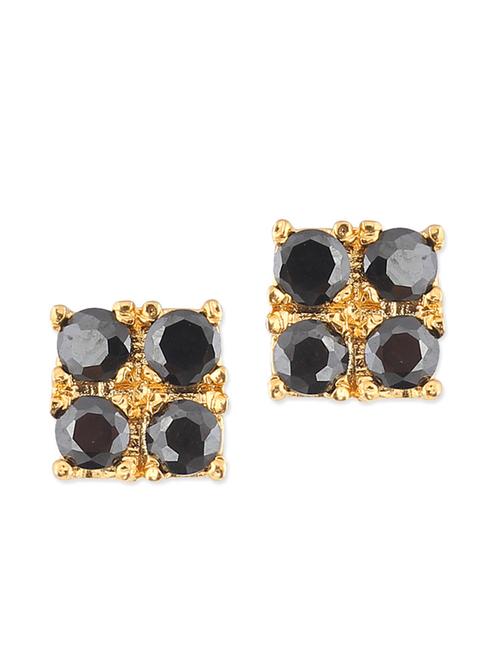 black embellished brass studs earrings - 11275815 -  Standard Image - 0