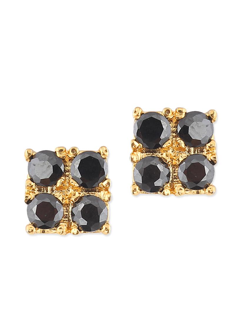 black embellished brass studs earrings - 11275815 -  Zoom Image - 0