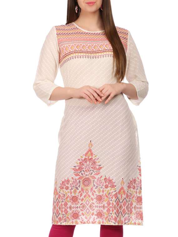 Printed Kurta Sabhyata White Kurtis Buy Online White Cotton Kurta