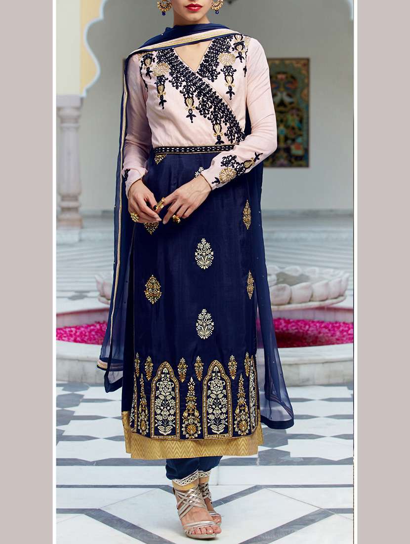 blue georgette unstitched suit