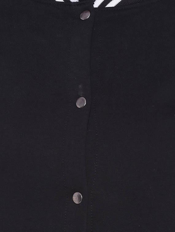 Black Cotton Varsity Jacket