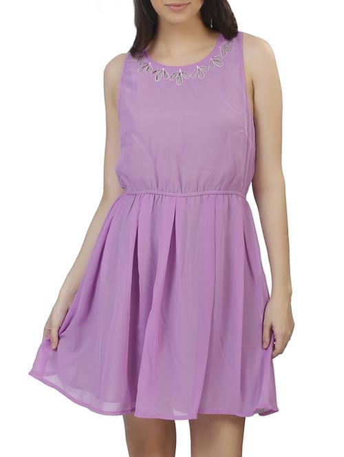 purple fit and flare dress - 11297546 - Standard Image - 0