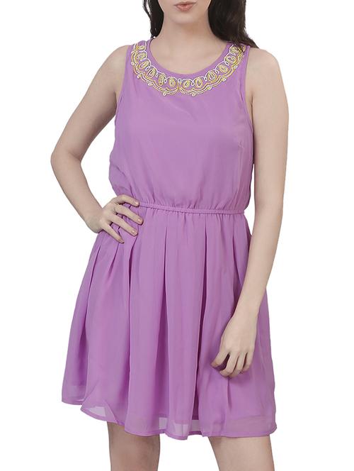 purple fit and flare dress - 11297550 -  Standard Image - 0