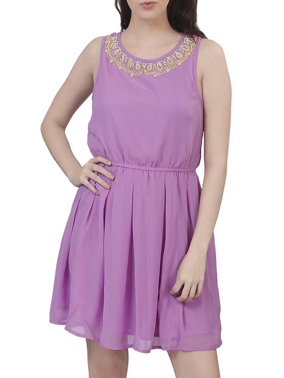 purple fit and flare dress - 11297550 -  Zoom Image - 0