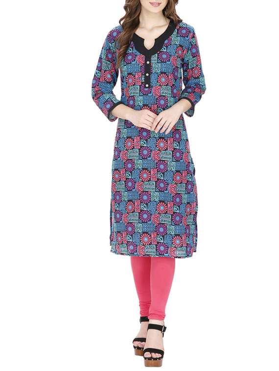 multicoloured printed cotton kurta