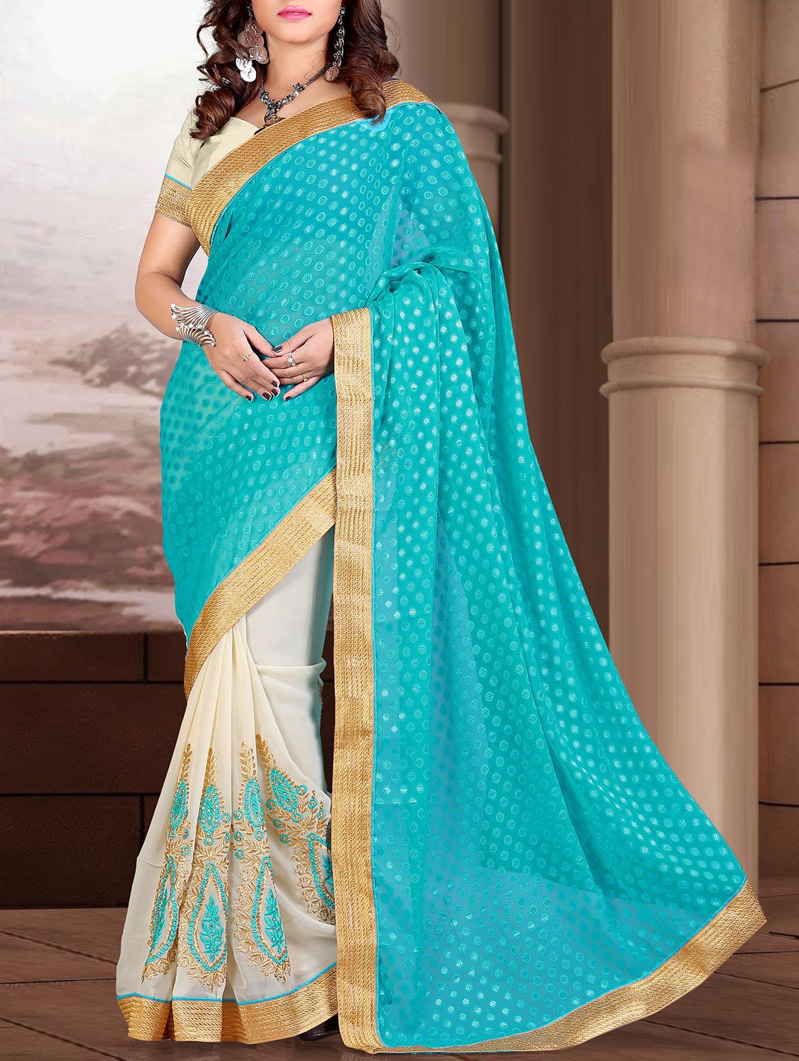 blue embriodered saree - 11303824 - Zoom Image - 0