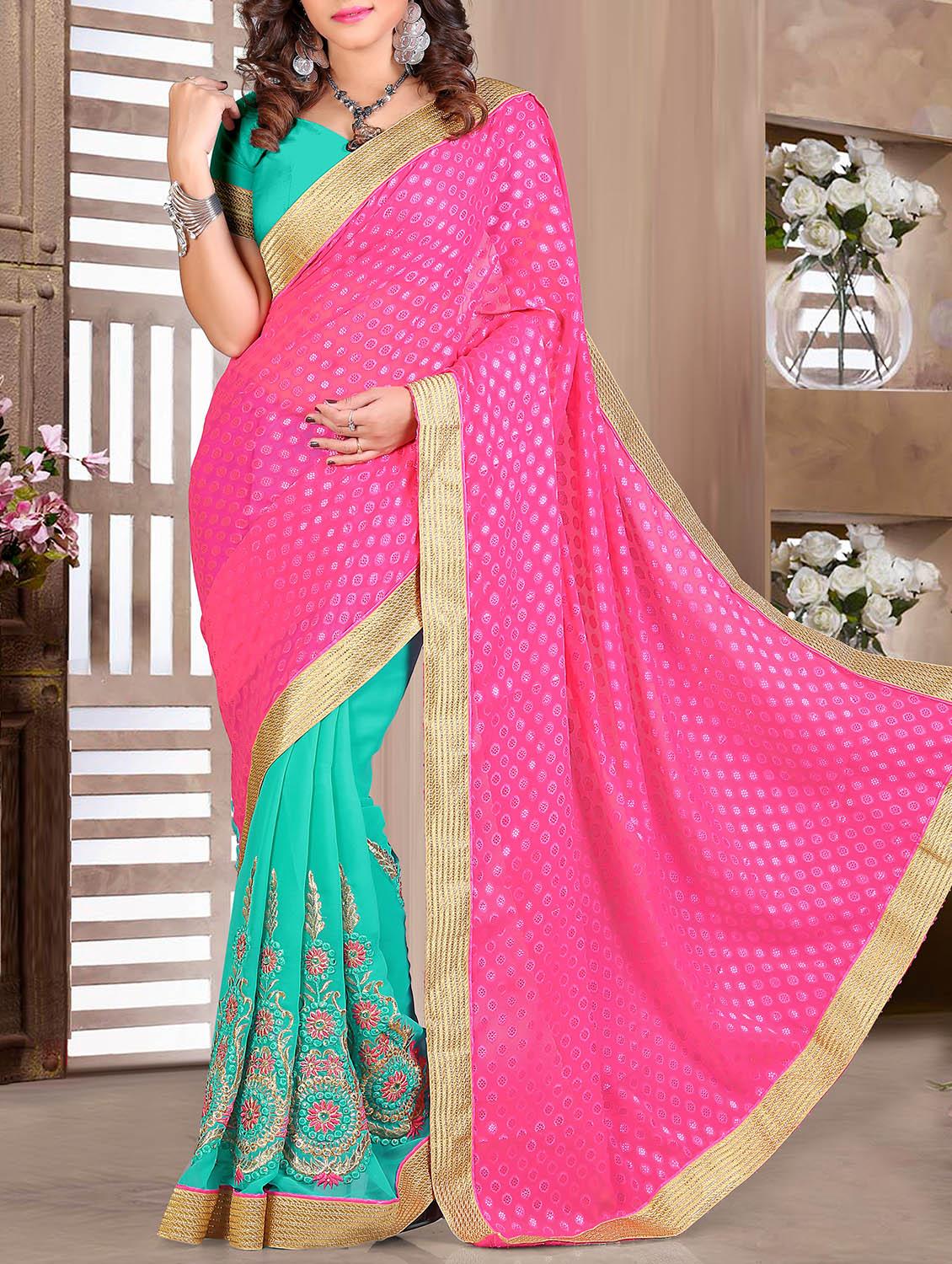 pink embroidered saree - 11303825 - Zoom Image - 0