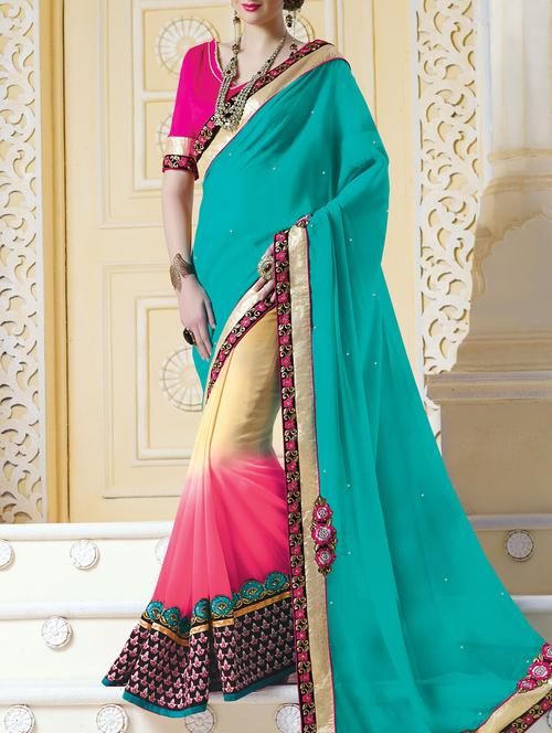 multi colored embroidered saree with blouse - 11303936 -  Standard Image - 0