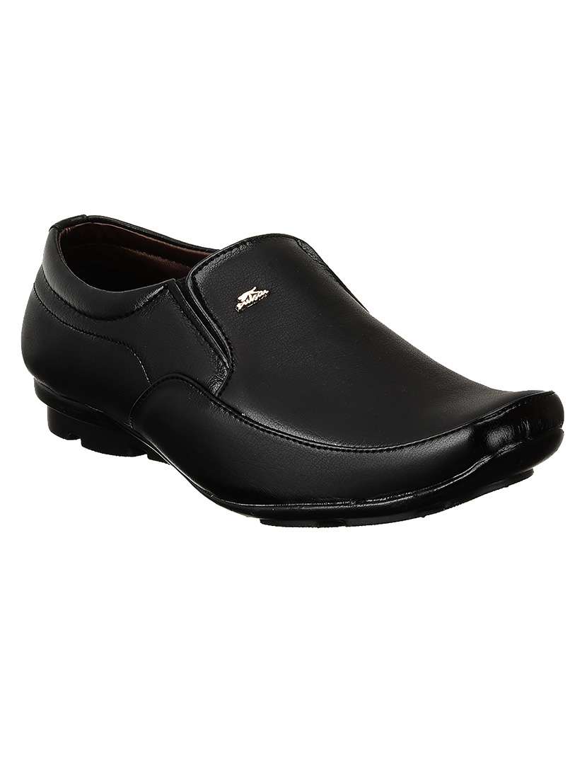 black formal leatherette slip on