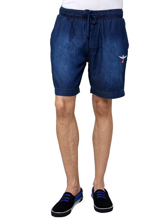 mens dark blue denim shorts