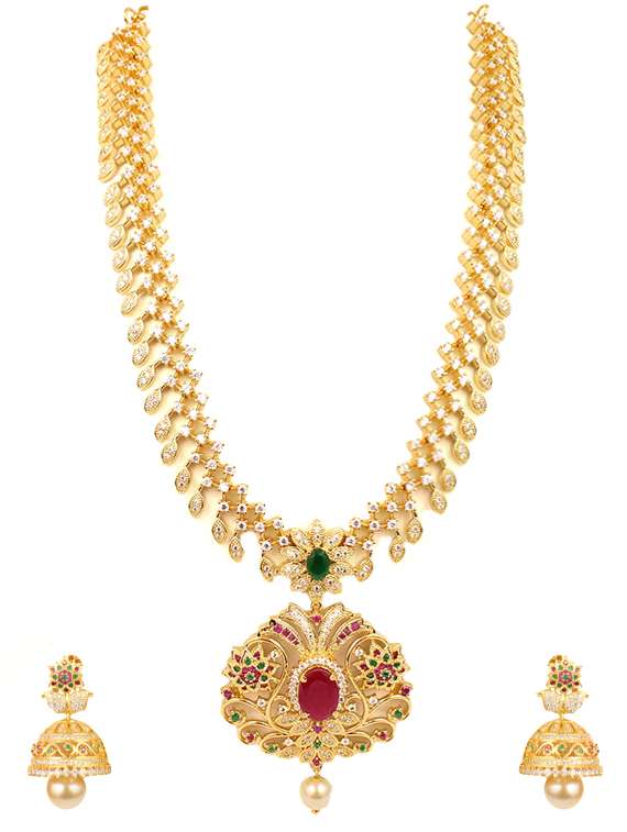 green gold plated short necklace